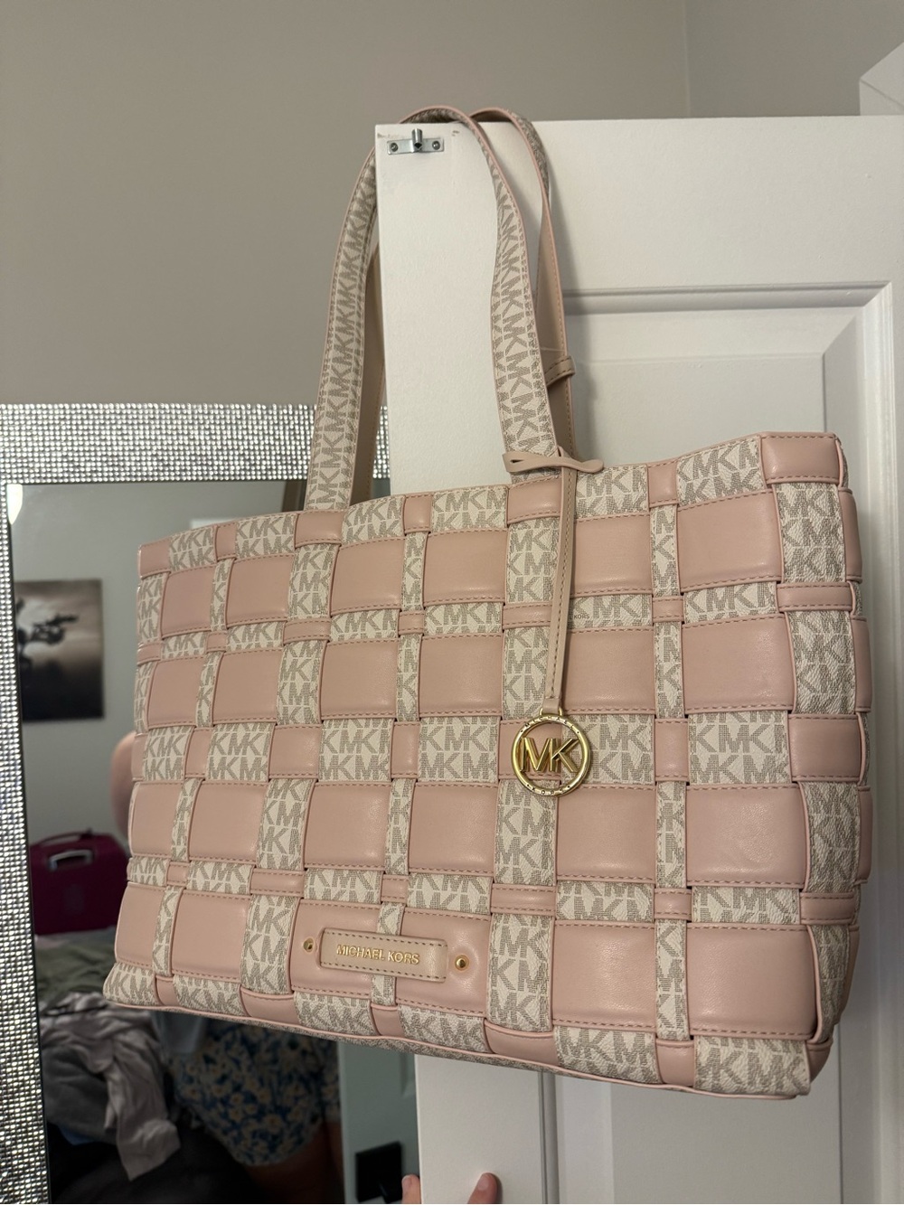 Michael Kors Blush Pink Woven Logo Tote - NWT